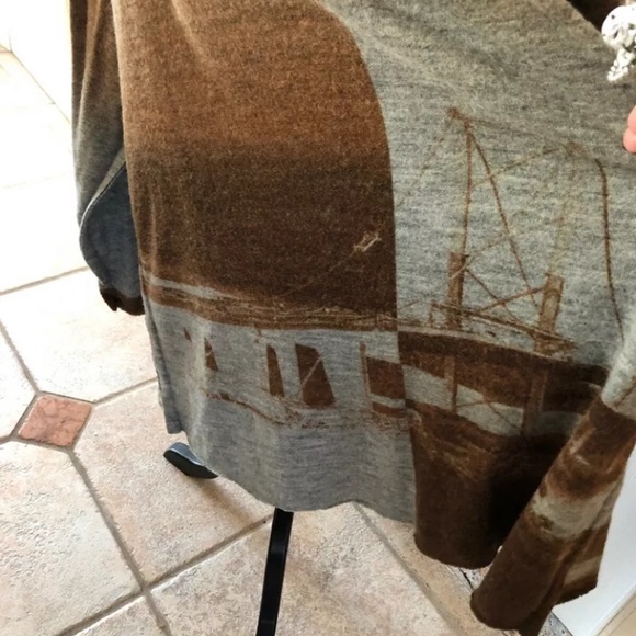 Krista Larson Brown gray wool cardigan-OOAK! - Picture 5 of 8